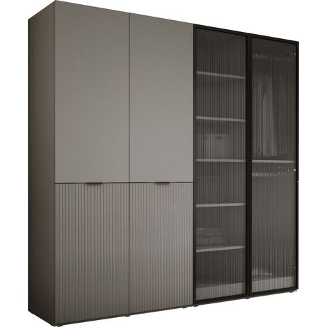 Armoire : Gris Platine / Verre Rainuré, 200 x 200 x 51 cm (1/5)