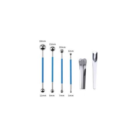 Outils Ensemble – Lisseur Joints Kit Boule En MéTal Outil D'étanchéIté Professionnel Pour Bordure Salle Bain, Cuisine, DéCoration Sculpture Argile, Bleu, 4 PièCes (1/4)