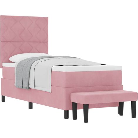 Box Spring Bed with Mattress Pink 80 x 200 cm Velvet vidaXL (1/5)