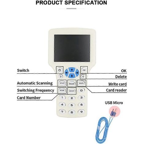 Copieur/duplicateur RFID portable, lecteur/graveur NFC, identification IC à bande complète avec USB-D- (1/4)