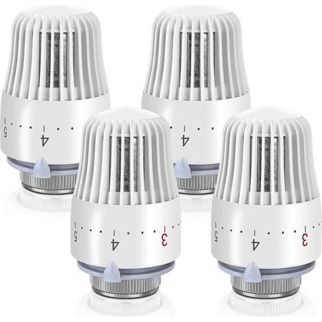 M30 x 1,5, weiß, Thermostatventil für Heizkörper: 4 Stück Thermostatkopf, Heizkörperthermostat, Thermostat (1/5)
