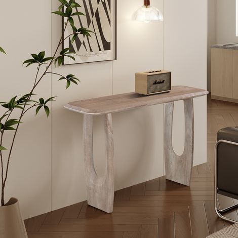 Console murale 120cm en bois de manguier clair AGATHE (1/5)