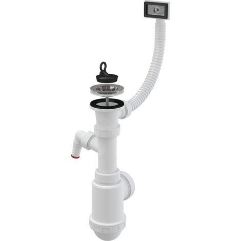 Siphon d'évier Alcadrain avec grille en acier inoxydable DN 70, trop-plein flexible et raccord pour appareils (1/2)