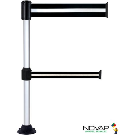 Poteau Alu anodisé à double sangles Noir/Argent 3m x 100 & 50mm sur socle fixe - 2900249