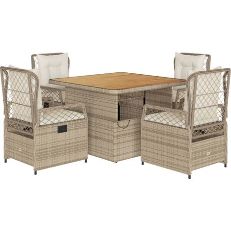 Maison Exclusive - Set comedor de jardín 5 pzas con cojines ratán (1/5)