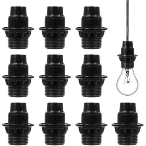 Pair 10 Lampenfassungen, geeignet für E14-Schraubglühbirnen und Schraub-Energiesparlampen (Schwarz)