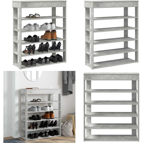Mueble zapatero madera contrachapada gris hormigón 80x30x98 cm - Muebles de almacenamiento - Muebles de entrada