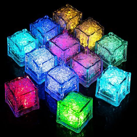 Cubes Lumineux Led - Acrylique Alimentaire - Capteur Liquide Automatique - 12 Pièces (1/5)