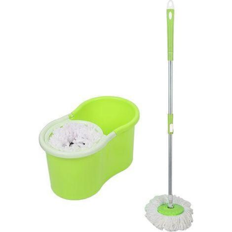 Balai-serpillère rotatif, hauteur réglable, acier inoxydable (vert) (1/5)