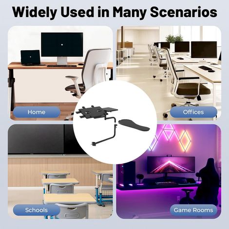 360° Adjustable Office Chair Mounted Laptop Mouse Stand & Keyboard Tray with Built-in Cooling Fan, Notebooks Arm Desk Mount, Space Saving Holder for Home, Gaming, and DJ Use (1/5)
