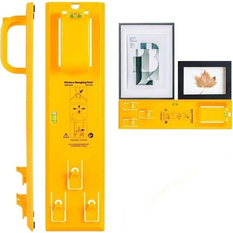 AIDUCHO Kit d'outils de suspension de photos avec niveau, kit de suspension murale pour cadre, outil de suspension de peinture, cintres de mesure de localisation de position précise pour photos (1/5)