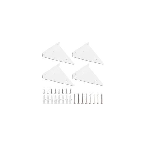 Support d'étagère invisible blanc, 4 pièces, montage flottant robuste, adapté pour cuisine, jardin et bureau
