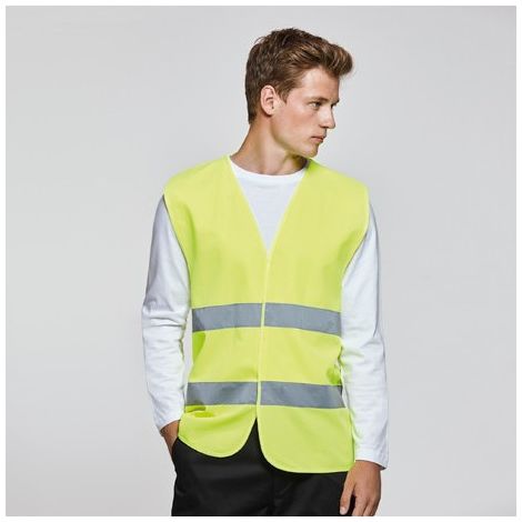 Chaleco fluorescente para industria de alta visibilidad con bandas reflectantes SIRIO ROLY XL-XXL Amarillo fluor (1/4)