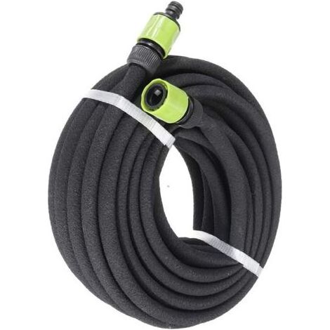 Tuyau arroseur goutte-à-goutte, tube poreux pour l'arrosage des massifs et des haies, noir, plastique, laiton, caoutchouc - 15m (1/5)