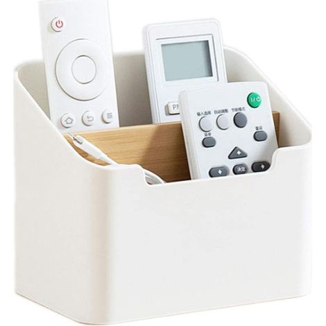 Organiseur de bureau en plastique, porte-télécommande, porte-crayons, rangement pour fournitures de bureau à domicile ou au bureau (1/3)
