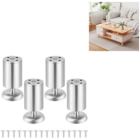 Juego de 4 patas de acero inoxidable para muebles – Altura 10 cm, color metálico – Carga máxima 250 kg – Ajustables para sofá, baño, cama y mesa
