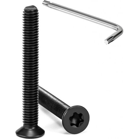 Vis à Tête Fraisée Torx M5 x 40 mm Noir Vis à Six Pans Creux en Acier Inoxydable A2 V2A à Tête Fraisée Métaux avec Clé T25 Filetage Complet 20 Pièces (1/5)
