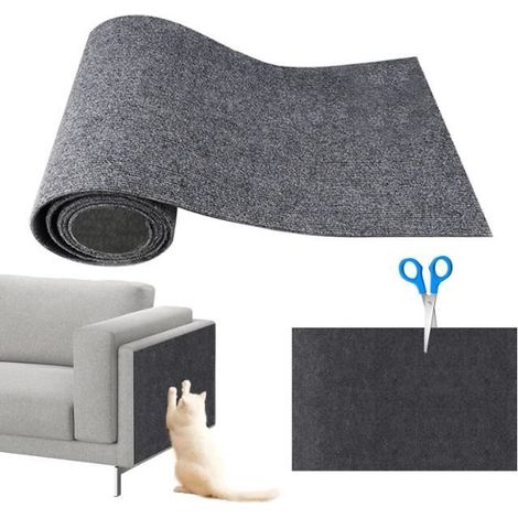 Protection canapé anti-griffes autocollante 40×200 cm - griffoir chat gris foncé, découpe DIY (1/4)