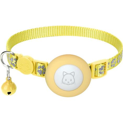Collier pour chatons et petits animaux de compagnie, avec sangle en nylon réfléchissante douce et résistante, jaune. (1/5)