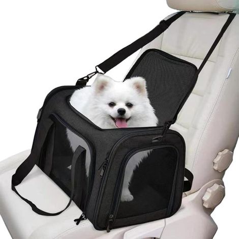 Katzenkorb 45 x 30 x 30 cm Haustierkorb Katzenkäfig Faltbar und atmungsaktiv Transportbox für Katzen bis 7 kg Transportbox für Hunde mittelgroß Rosa (1/5)