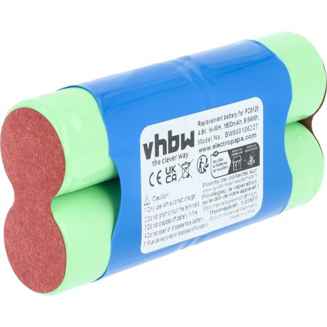 vhbw Batería compatible con Philips FC6125, FC6125/01 robot limpieza (1800 mAh, 4,8 V, NiMH)