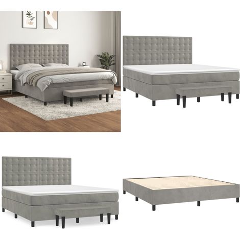 Sommier à lattes de lit et matelas Gris clair 180x200cm Velours - Lit Plateforme - Lit Velours - Lit Design - Lit Double - Literie - Home & Living (1/5)