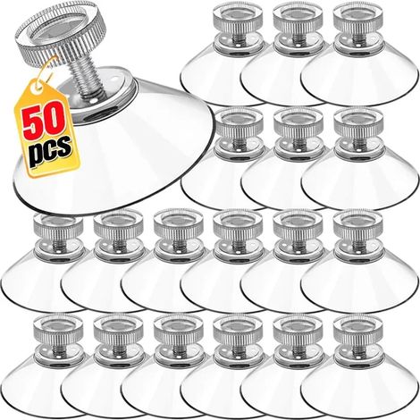 (25 mm, 5 pièces) Crochets à ventouses en plastique transparent, ventouses adhésives puissantes en PVC avec écrou à vis, crochets de rangement pour la maison (1/5)