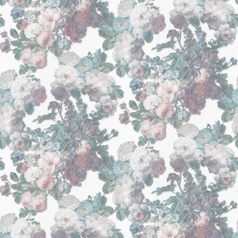 Erismann Elle White Bouquet Glitter Floral Vinyl Wallpaper Modern Paste The Wall (1/4)