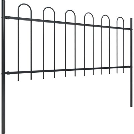 INLIFE Clôture de jardin avec dessus en cerceau Acier 1,7 m Noir (1/5)