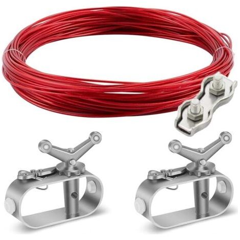 BUNTHAUS PA Drahtseilspanner mit ummanteltem Stahlseil, 2 Stahlseilspanner, für Winterschwimmbad, Spannseil für Schwimmbadabdeckung, Schwimmbadabdeckungsbefestigung, Durchmesser: 2 mm, (1/4)