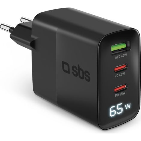 SBS TETRGANLCD1USB2C65K Ladegerät für Mobilgeräte Universal Schwarz AC Schnellladung Drinnen