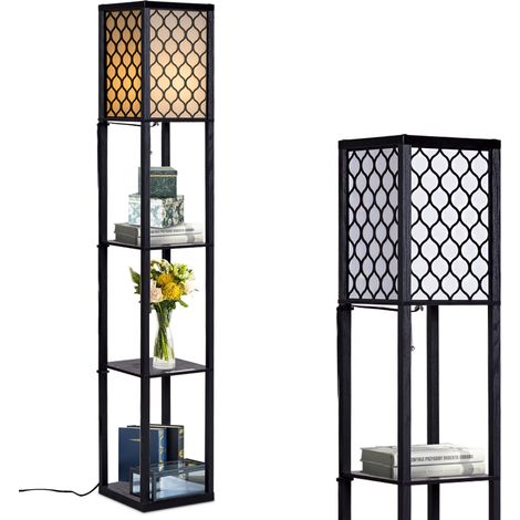 Lampadaire Étagère 160 CM, Lampadaire Salon sur Pied Moderne, Abat-jour en Tissu, Ampoule E27, Lampe sur Pied pour Salon Chambre (1/5)