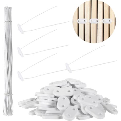 Kit de Fixation de Clôture Brise-Vue de Confidentialité en PVC Résistants à Intempéries, 100 Clips de Montage en PVC avec 100 Attaches de Câble Plate de Montage pour Jardin Balcon (Blanc) (1/4)