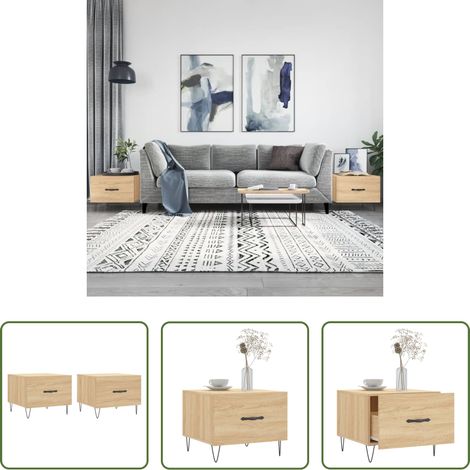 Holzwerkstoff -  Couchtische 2 Stk. Sonoma-Eiche 50x50x40 cm Holzwerkstoff (1/5)