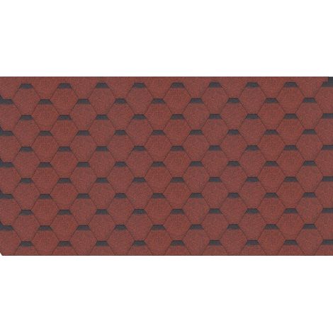 Tejas bituminosas Hexagonal Rock, de color rojo - la techumbre bituminosa 3 m2 - Timbela H-RED