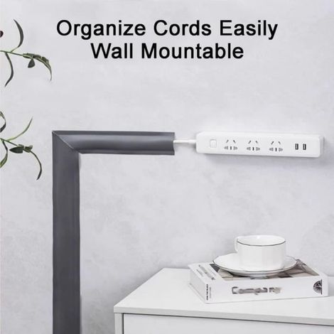Cache-câble - Monobloc - Auto-adhésif - PVC - 300cm - Gris (1/4)