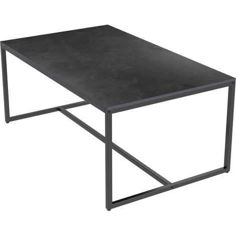Tavolino da Salotto Marmo Tavolino da caffe per Soggiorno Divano Rettangolare con Struttura in Metallo, Piano in Grigio con Nero 100x60x41cm (1/5)