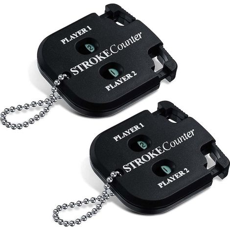 Compteur De Coups - 2 Chiffres Carré - Pour Golf - 2 Joueurs - Noir - 5 5 X 5 Cm - Lot De 2