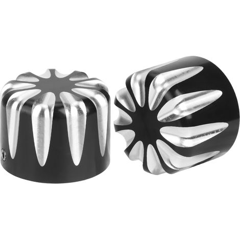 Paire d'embouts d'axe moto en aluminium CNC, style goutte d'eau, noir, pour Electra/Road Glide - Couvre-écrous de roue (1/3)