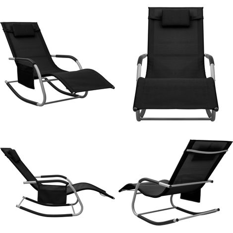 Sonnenliege Textilene Schwarz und Grau - Sonnenliege - Gartenliege - Strandliege - Textilene Liege - Wetterfestes Möbel - Home & Living (1/5)