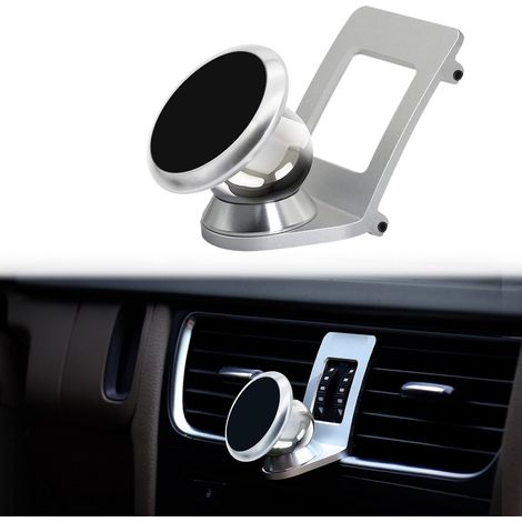 Magnetic Car Phone Holder Compatible with B8 and 8T, Suitable for Smartphones and GPS with Car Phone Holder, 360 Degree Adjustable Vision (Silver) (1/5)
