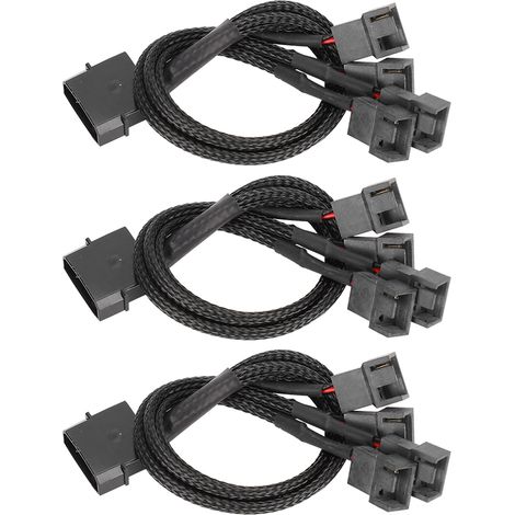 Câble d'extension 3 pièces, séparateur 1 vers 4 pour ventilateurs de boîtier PC, adaptateur 4 broches (1/5)