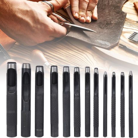 12 pièces emporte-pièces pour cuir, 1 à 10mm - Outil de maroquinerie, perforation pour bricolage et travail du cuir (1/5)