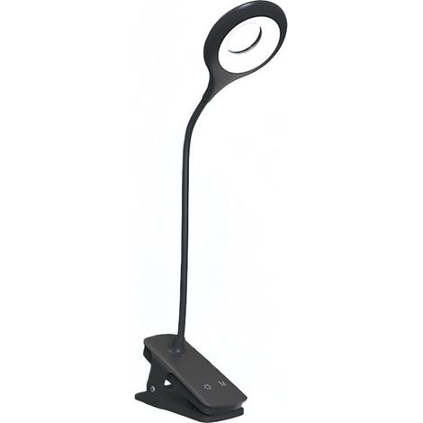 Lampe de lecture à pince pour tête de lit, lampe de table 3 couleurs 3 luminosité avec pince solide, veilleuse col de cygne rechargeable USB-C pour ca (1/4)