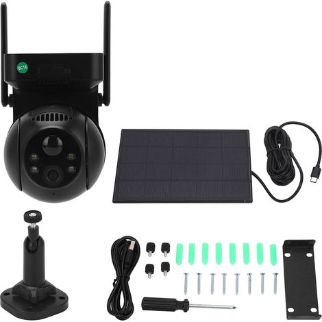 Caméra de sécurité solaire sans fil extérieure WiFi HD, caméra de surveillance à batterie avec vision nocturne (1/5)
