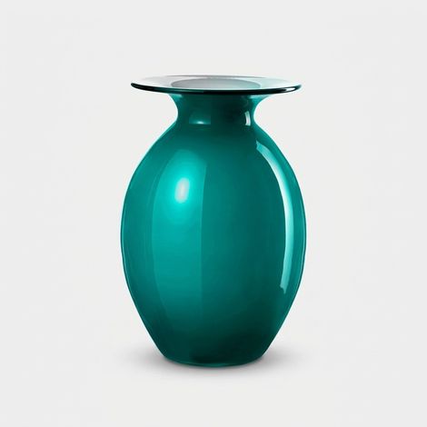 Vaso decorativo in vetro artigianale Bombetta - Blu (1/2)