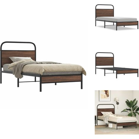 Bettgestell ohne Matratze 100x190 cm Braun Eichen-Optik - Bettgestell - Bettgestelle - Bettrahmen - Schlafzimmermöbel (1/5)