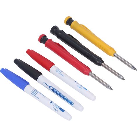 Ensemble d'outils de menuisier : crayons à tracer colorés, imperméables et résistants à la décoloration, avec 12 recharges. (1/5)