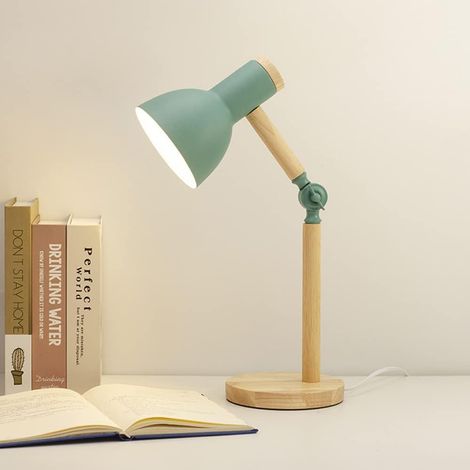 Klassische LED-Leselampe aus Holz, Retro-Stil E27, verstellbare Arbeitslampe, Schreibtischlampe, Nachttischlampe, Wohnzimmerlampe (gelb).