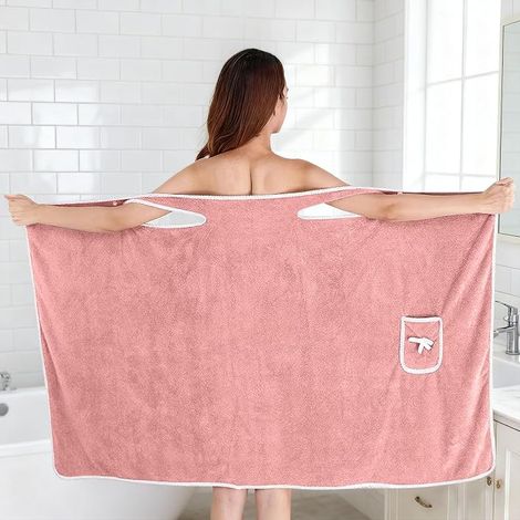 Peignoir de bain portable pour femme, jupe de douche grande taille, serviette de bain absorbante à séchage rapide pour un corps confortable à la maison et au spa